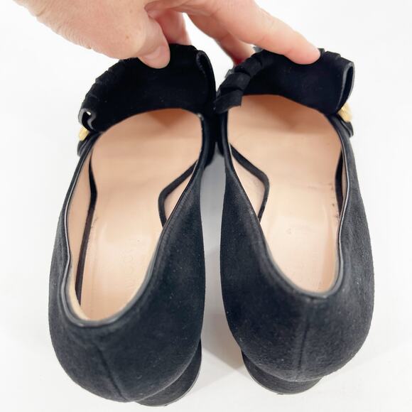 Gucci Marmont Black Suede GG Logo Kiltie Fringe Block Heel Loafer Pumps EU 37 - Picture 9 of 14
